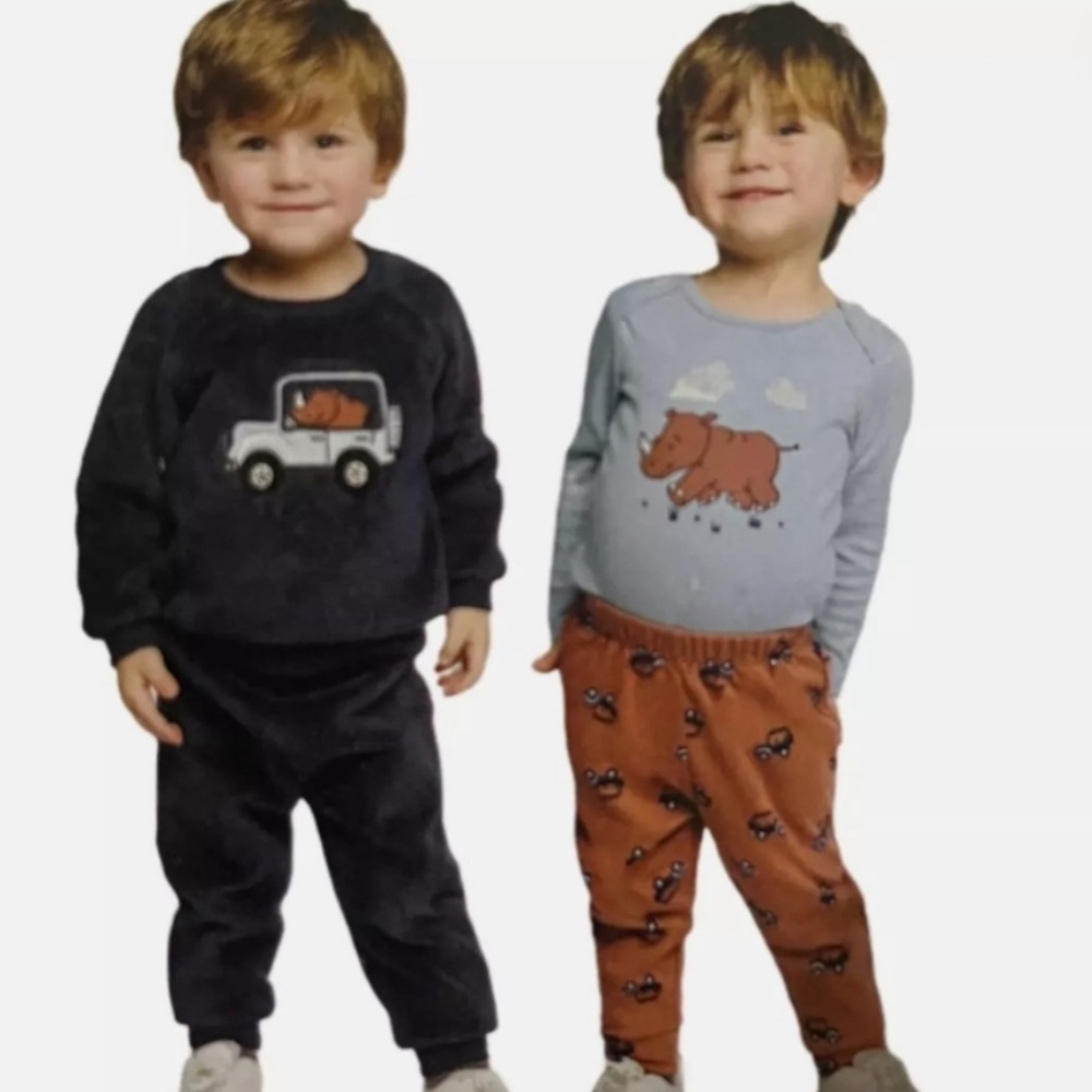 PEKKLE 4PC SET PLUSH TOP WITH BODY SUITS & PANT BABY BOY